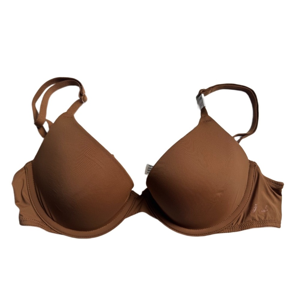 Victoria's Secret PINK Push Up Bra 34B Brown Caramel Lined Underwire NWT